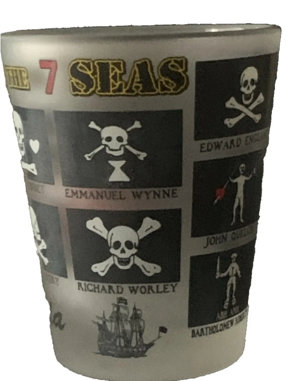 Vintage Bermuda Pirate Flags Of The 7 Seas Shot Glass Shotglass